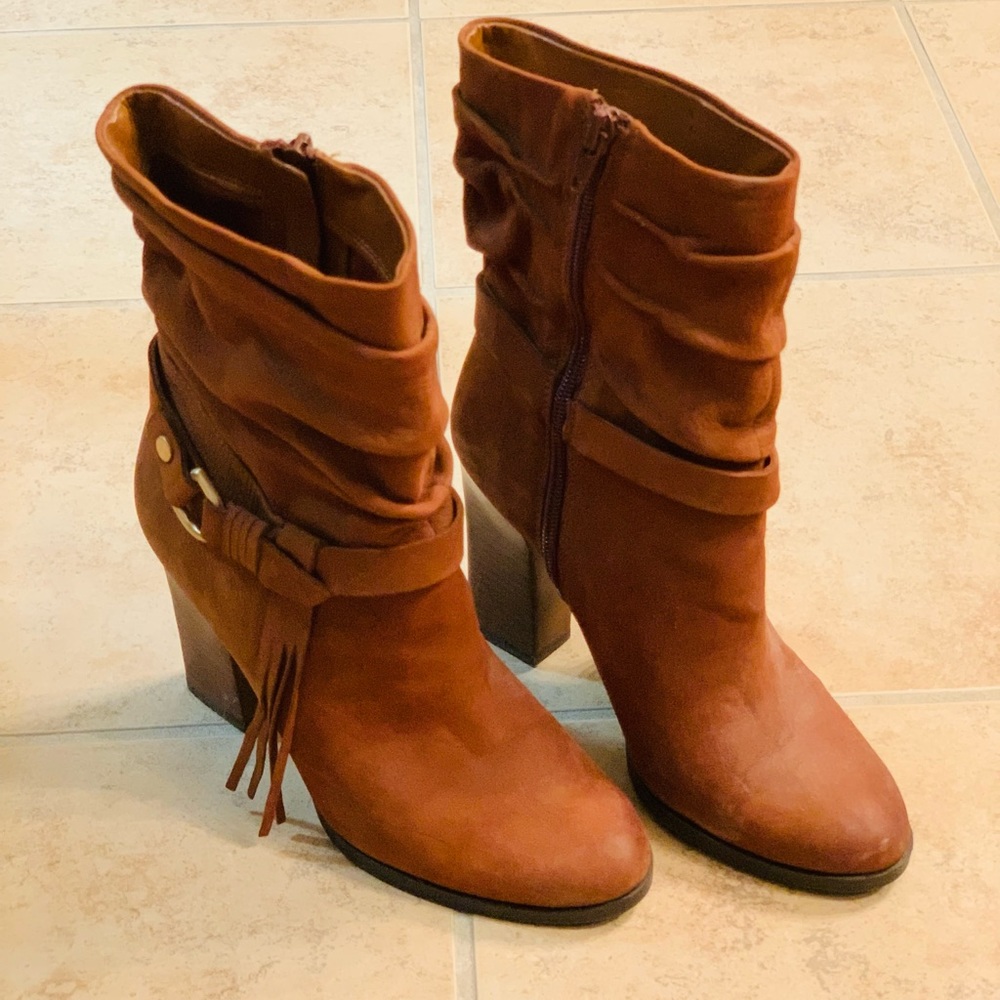 Guess Brown Suede Heeled Boots in Size 7